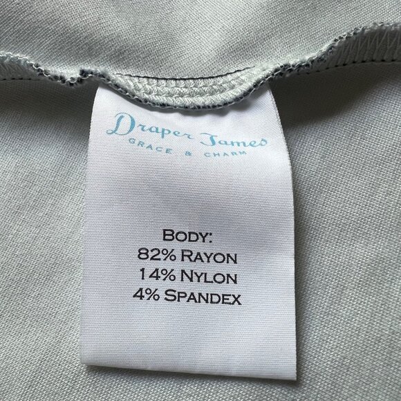 Draper James Size L Navy Blue Floral Print Ponte Knit Short Sleeve A-Line Dress - Picture 4 of 15